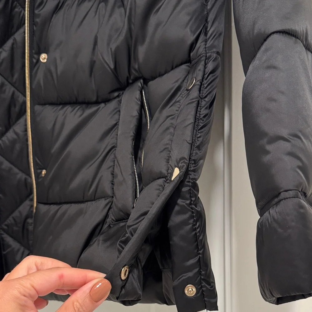 Mango Puffer Black Jacket with Hood size S - Picture 6 of 10